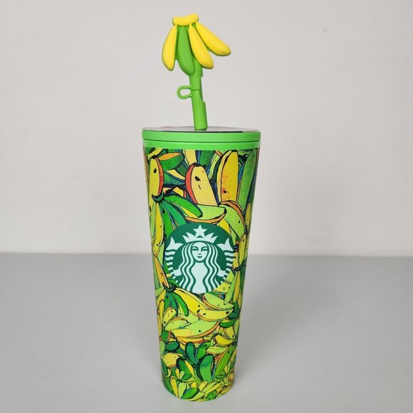 Starbucks Other - Starbucks X Farm Rio Banana Leaves Cold Cup Tumbler With Straw & Topper Lid NEW